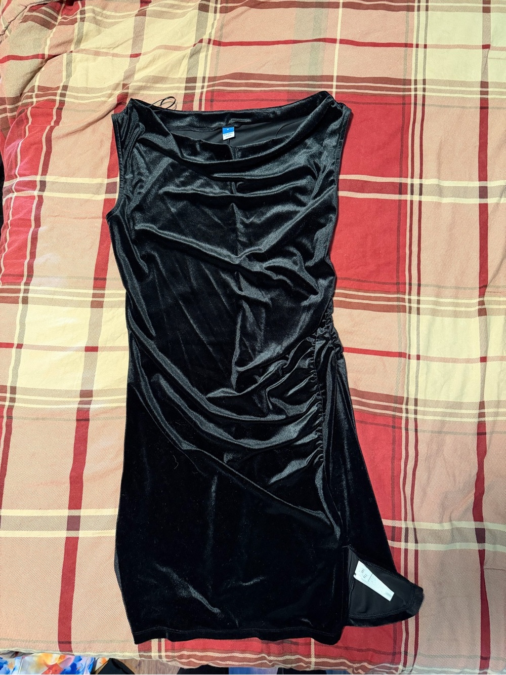 Old Navy Black Velvet Side-Ruched Mini Dress